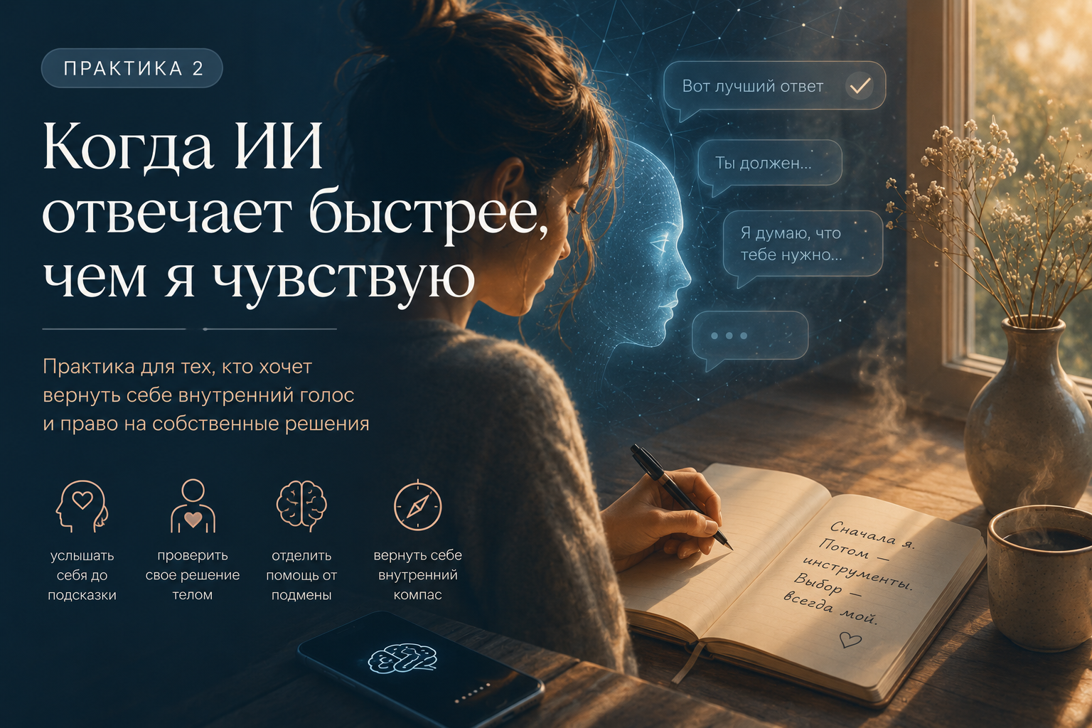 Когда ИИ отвечает быстрее, чем я чувствую — иллюстрация к практике