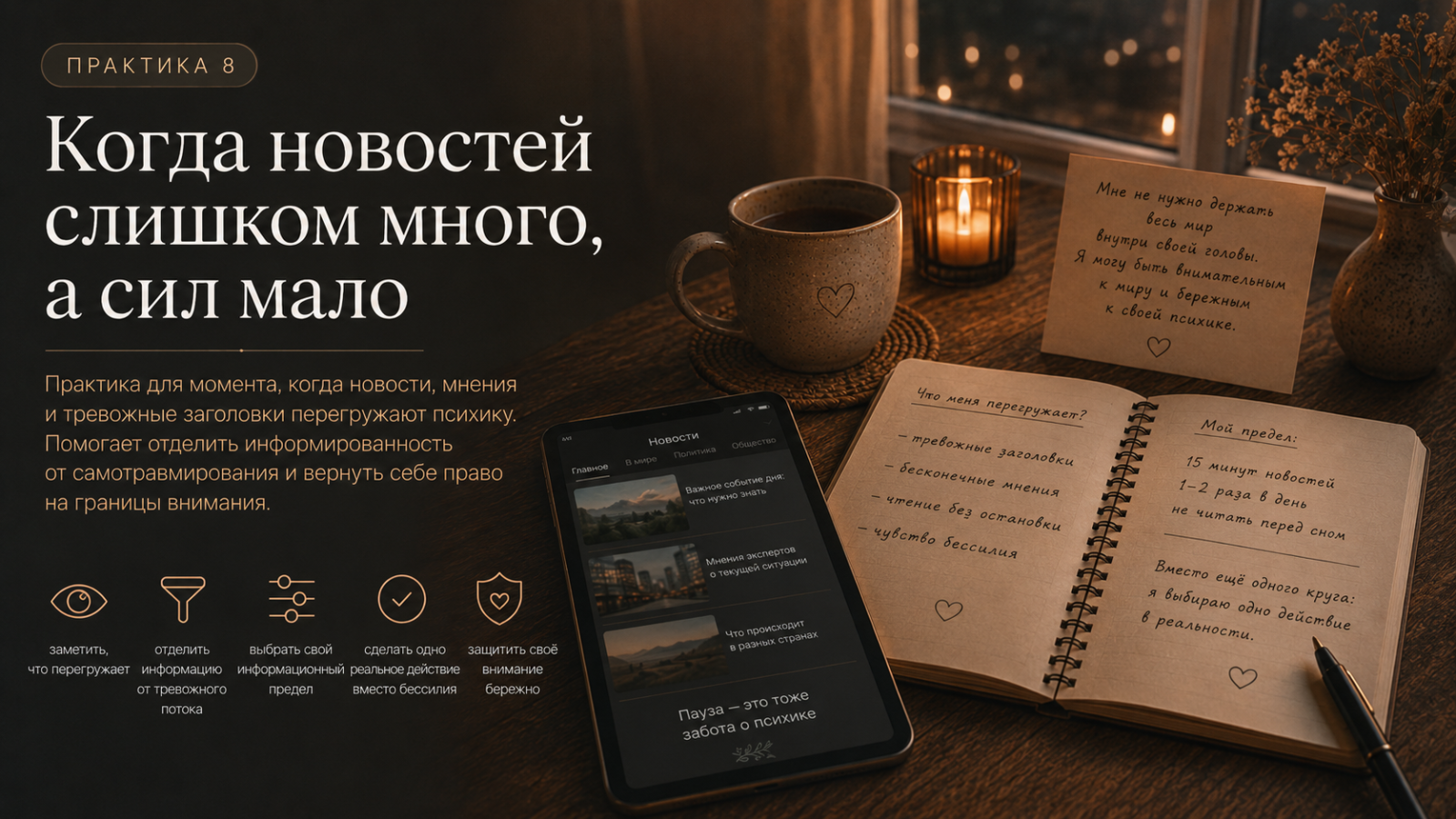 Когда новостей слишком много, а сил мало — иллюстрация к практике