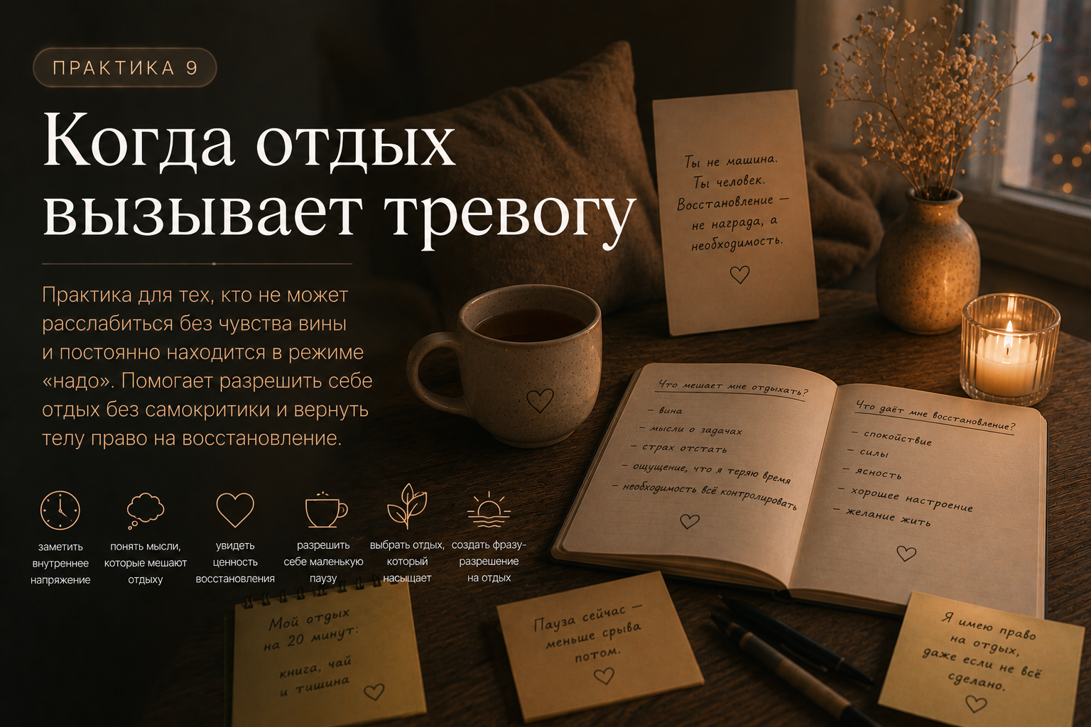 Когда отдых вызывает тревогу — иллюстрация к практике