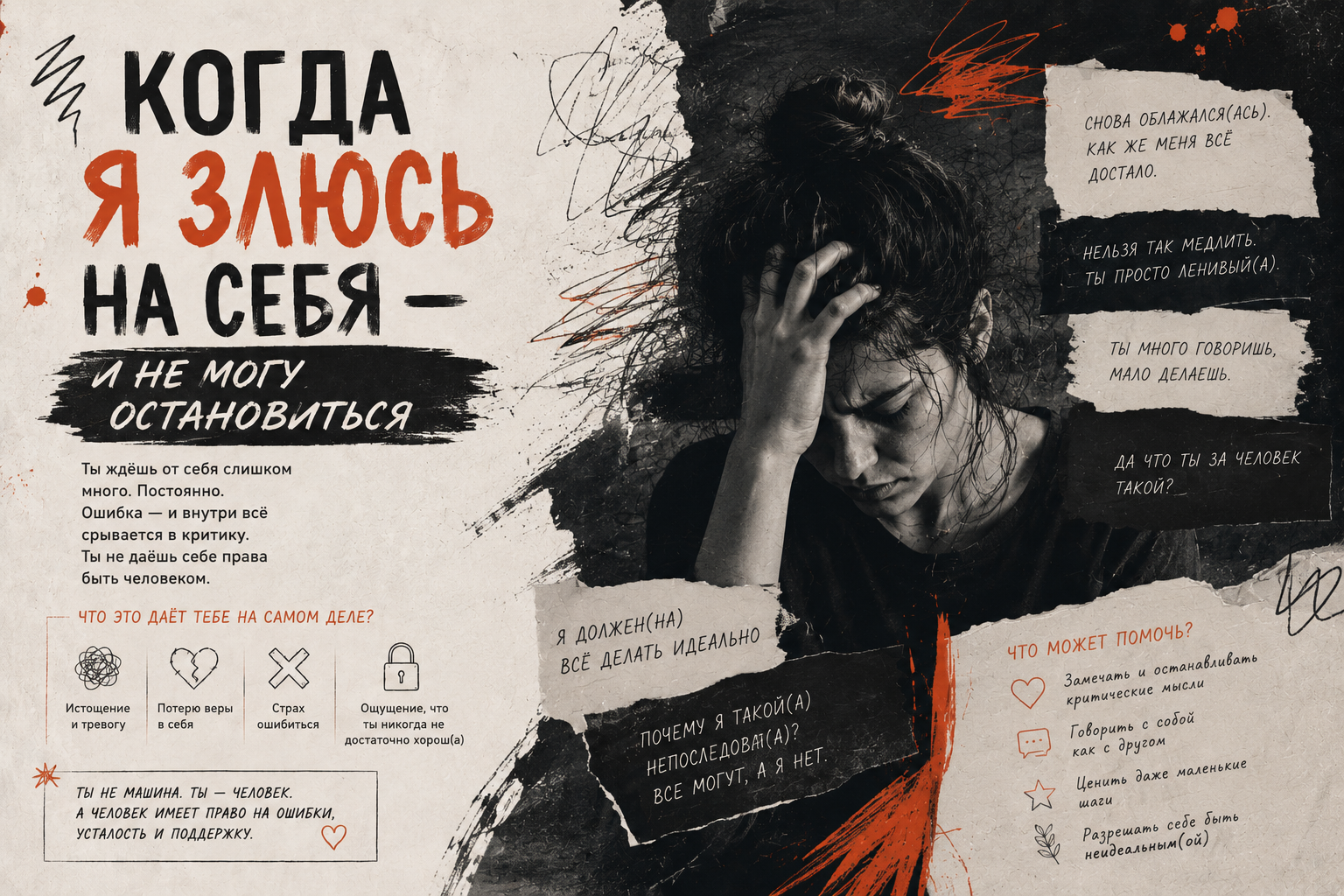 Когда я злюсь на себя — и не могу остановиться — иллюстрация к практике