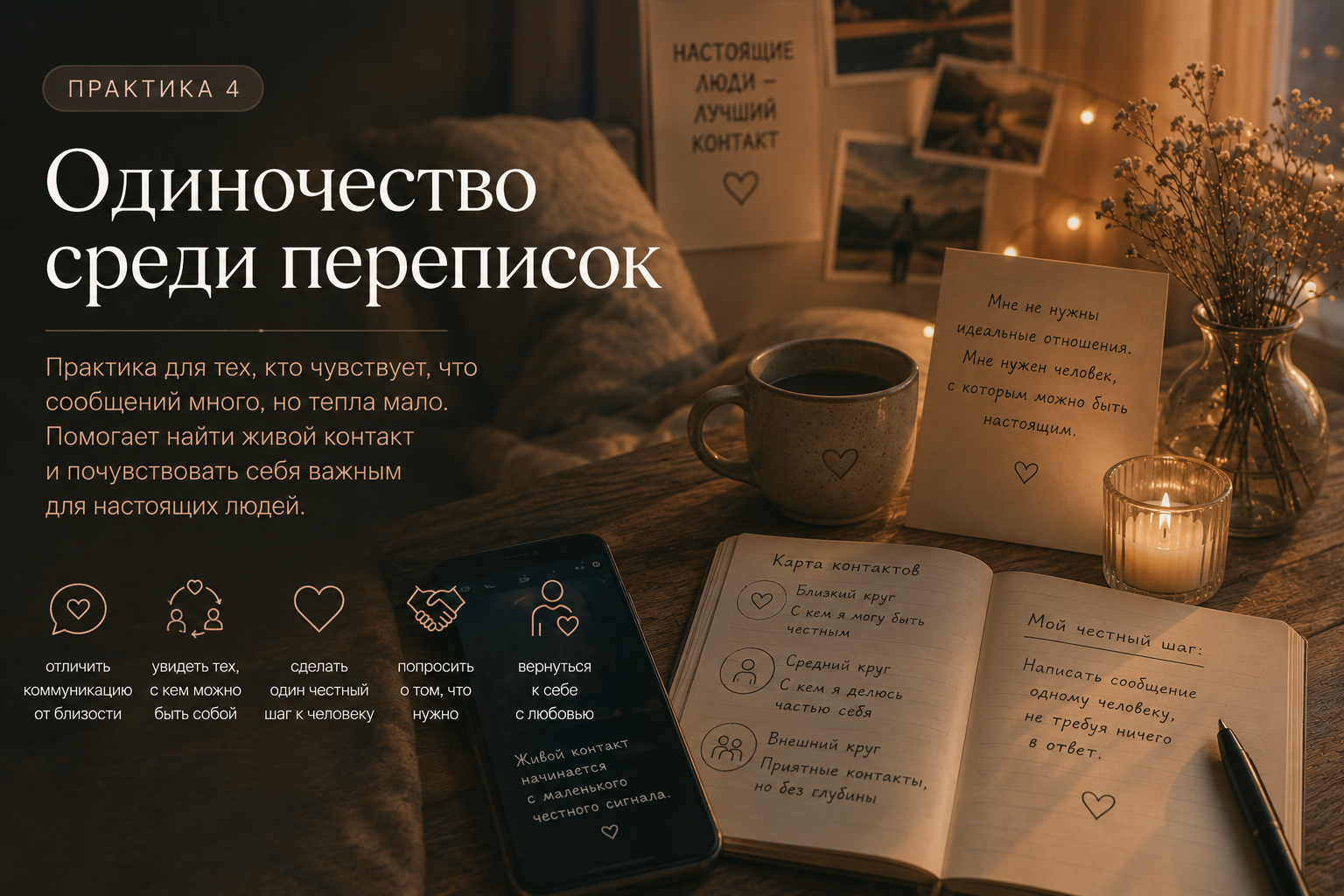 Одиночество среди переписок — иллюстрация к практике
